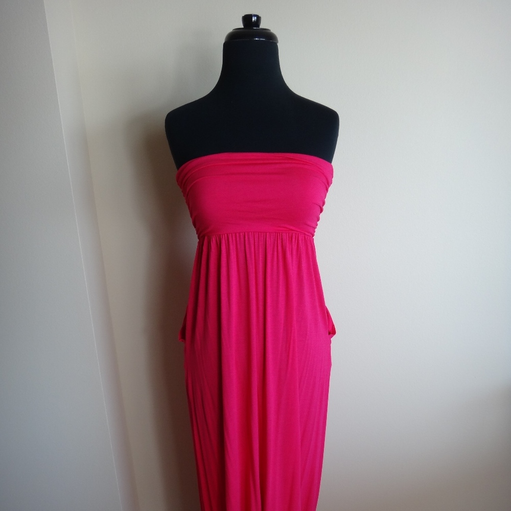 MAKE AN OFFER - Strapless pocket maxi dress